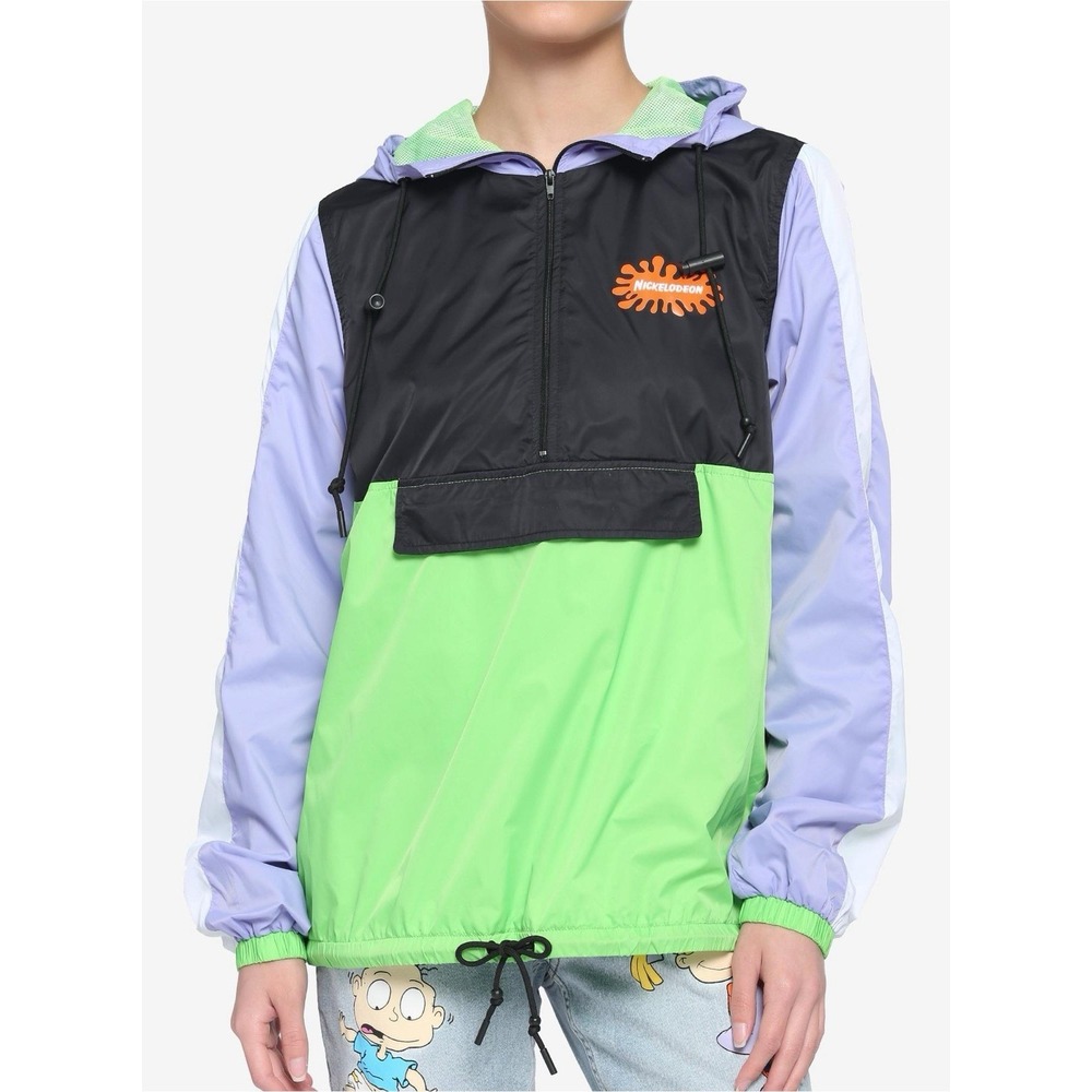 Members Only x Nickelodeon Colorblock Windbreaker L Hey Arnold Rugrats Y2K 90s